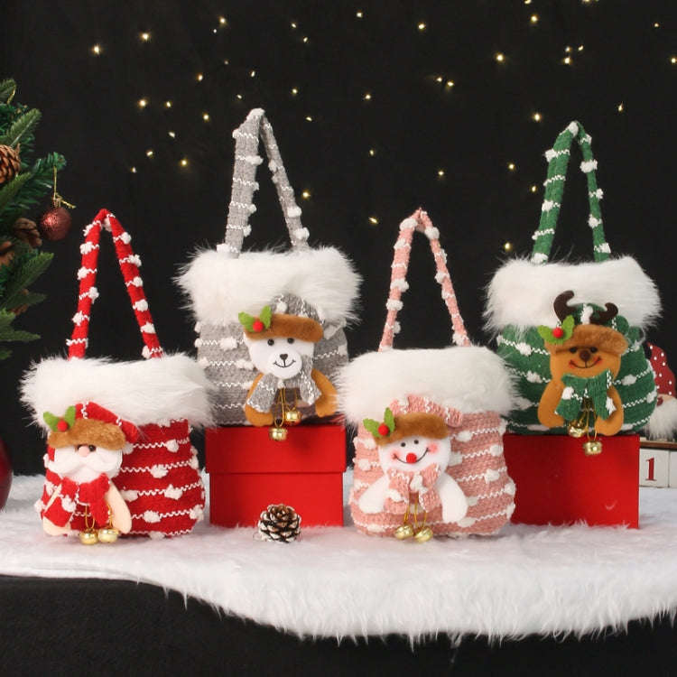 Knitted Velvet Gift Bag For Christmas Presents With Handle And 3D Doll Decoration, Style: Elk
