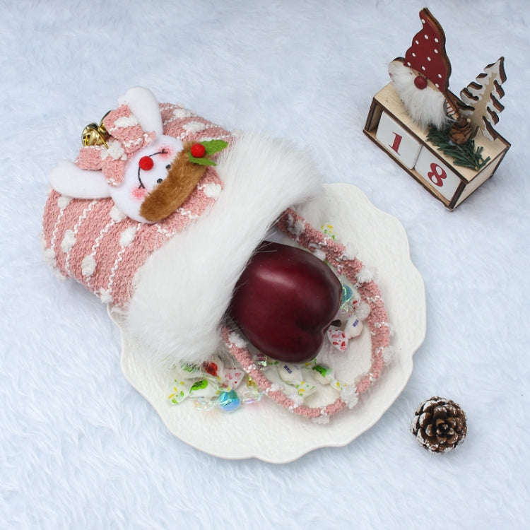 Knitted Velvet Gift Bag For Christmas Presents With Handle And 3D Doll Decoration, Style: Snowman