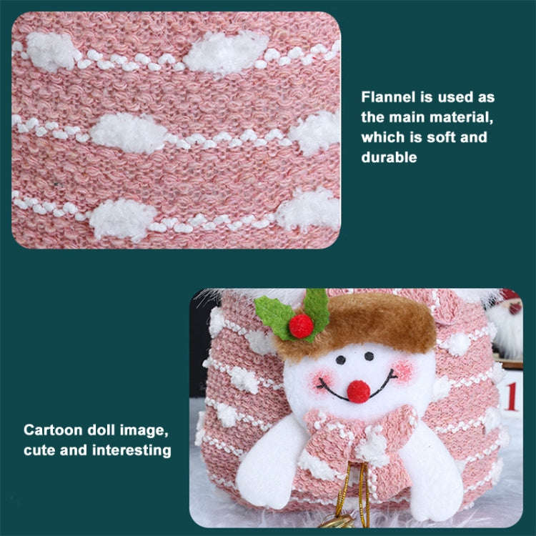 Knitted Velvet Gift Bag For Christmas Presents With Handle And 3D Doll Decoration, Style: Snowman