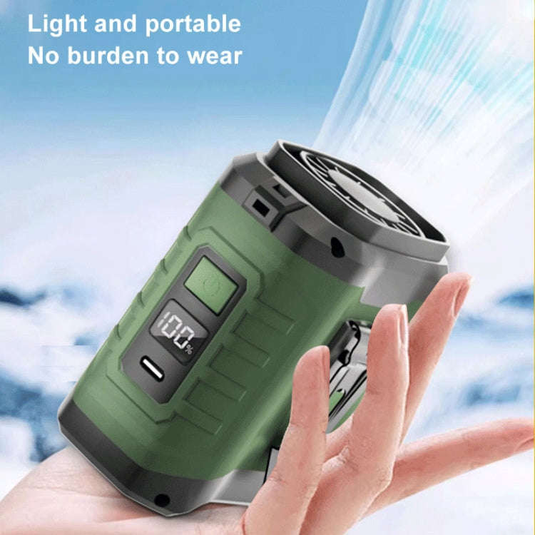 4000mAh Portable Hanging Waist Outdoor USB Fan High Wind Power Mini Fan(Army Green)