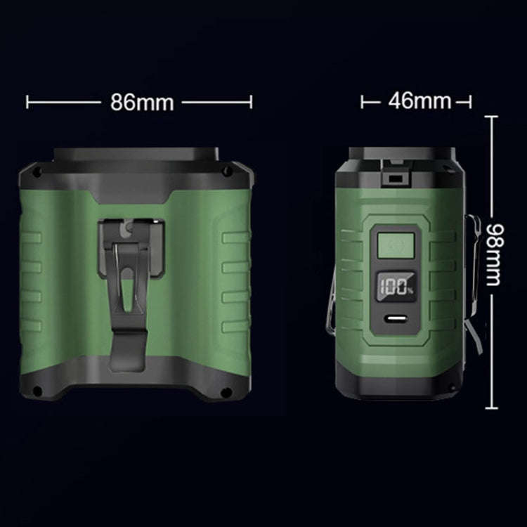 4000mAh Portable Hanging Waist Outdoor USB Fan High Wind Power Mini Fan(Army Green)