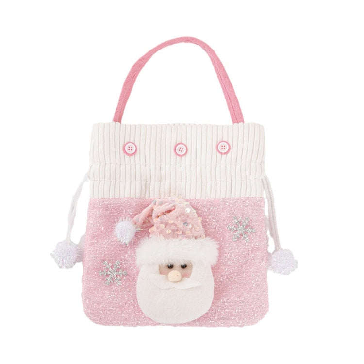 Pink Series Plush Gift Bags for Christmas Presents with Drawstring(Old Man)