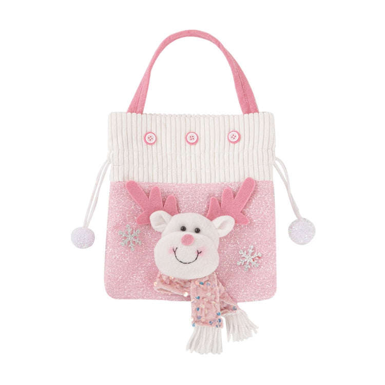 Pink Series Plush Gift Bags for Christmas Presents with Drawstring(Elk)