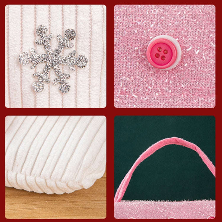 Pink Series Plush Gift Bags for Christmas Presents with Drawstring(Old Man)