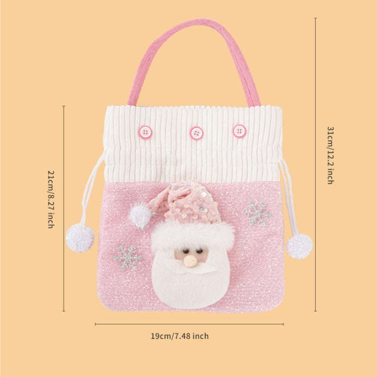 Pink Series Plush Gift Bags for Christmas Presents with Drawstring(Old Man)