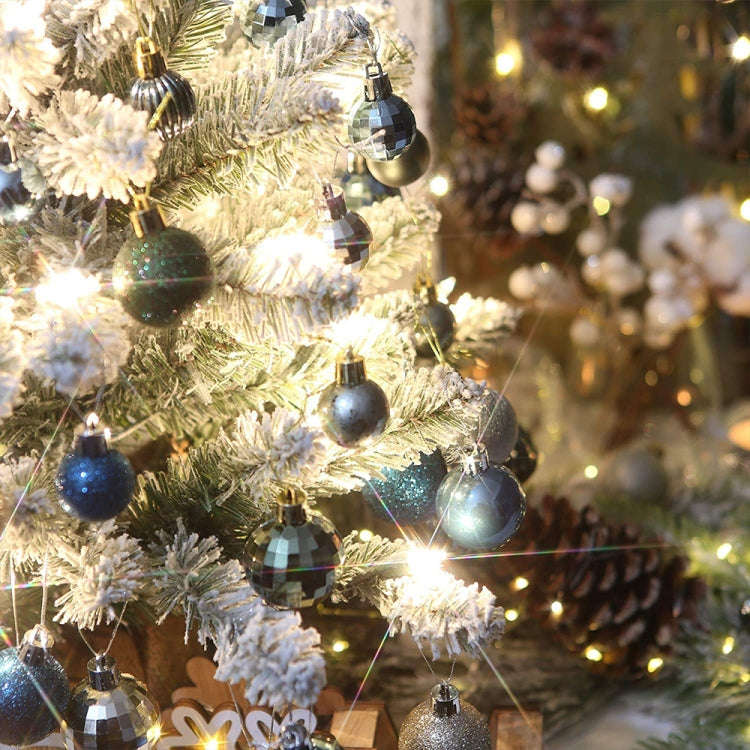 64pcs /Pack 3cm Small Plastic Christmas Ball Ornaments Set for Xmas Tree(Blue Gold)