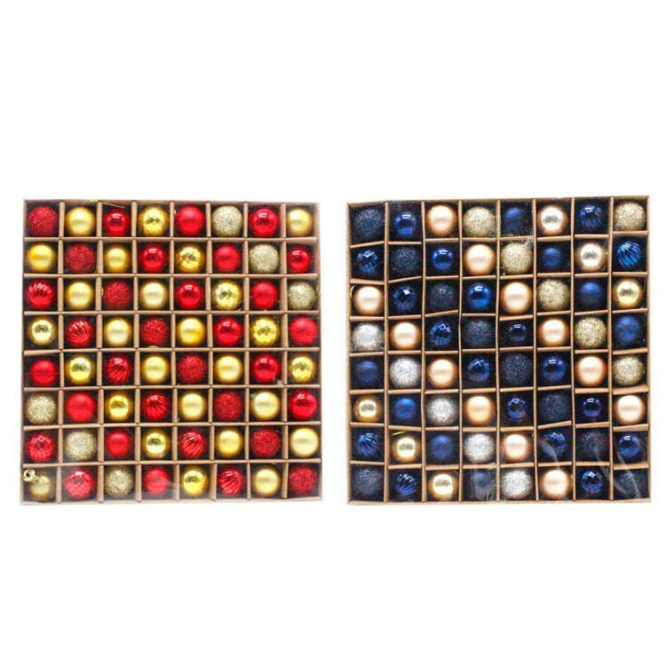 64pcs /Pack 3cm Small Plastic Christmas Ball Ornaments Set for Xmas Tree(Gold Red)