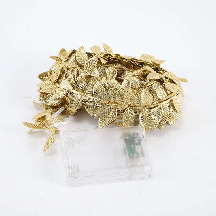 2m 20 Lights LED Artificial Golden Leaf Vine Light String For Christmas Holiday Decoration
