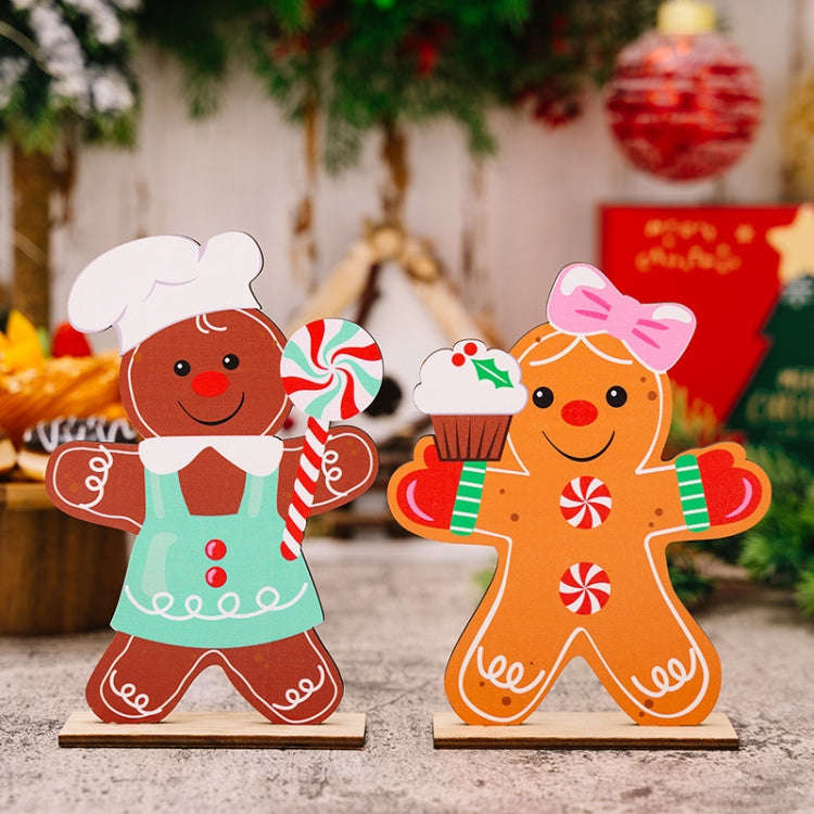 Gingerbread Man Wooden Ornament Christmas Decoration Supplies(Male)