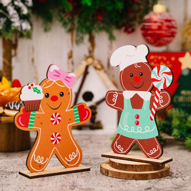 Gingerbread Man Wooden Ornament Christmas Decoration Supplies(Male)