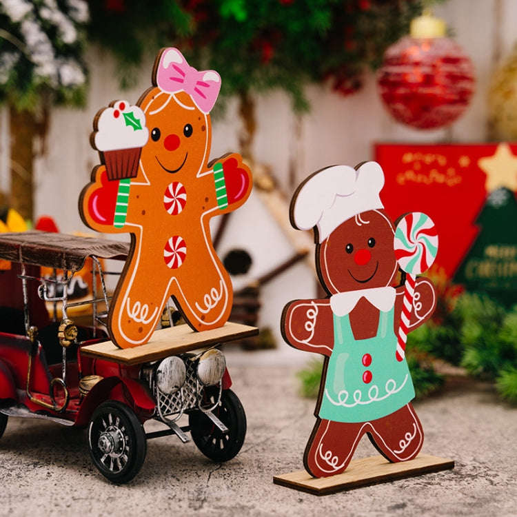 Gingerbread Man Wooden Ornament Christmas Decoration Supplies(Male)