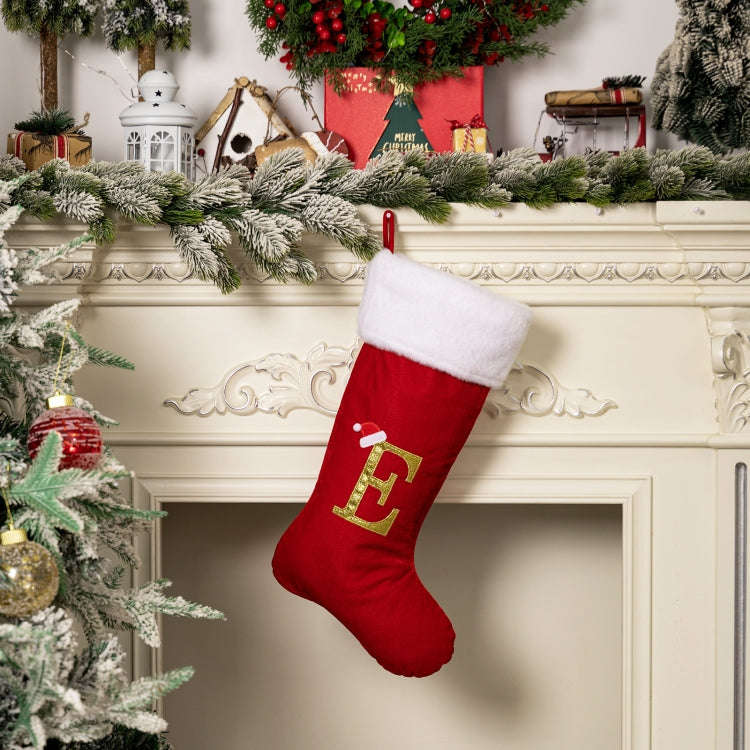 Velvet Alphabet Stock Christmas Decoration Supplies DIY Gift Stock, Style: E