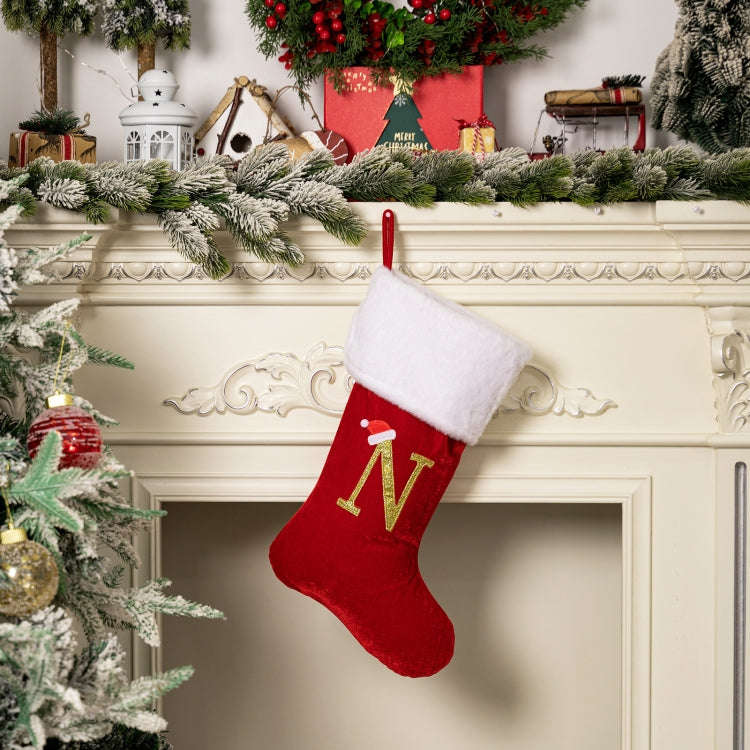 Velvet Alphabet Stock Christmas Decoration Supplies DIY Gift Stock, Style: N