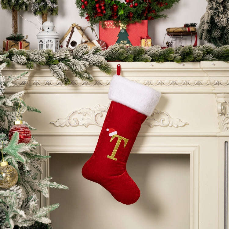 Velvet Alphabet Stock Christmas Decoration Supplies DIY Gift Stock, Style: T
