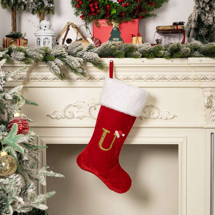 Velvet Alphabet Stock Christmas Decoration Supplies DIY Gift Stock, Style: U