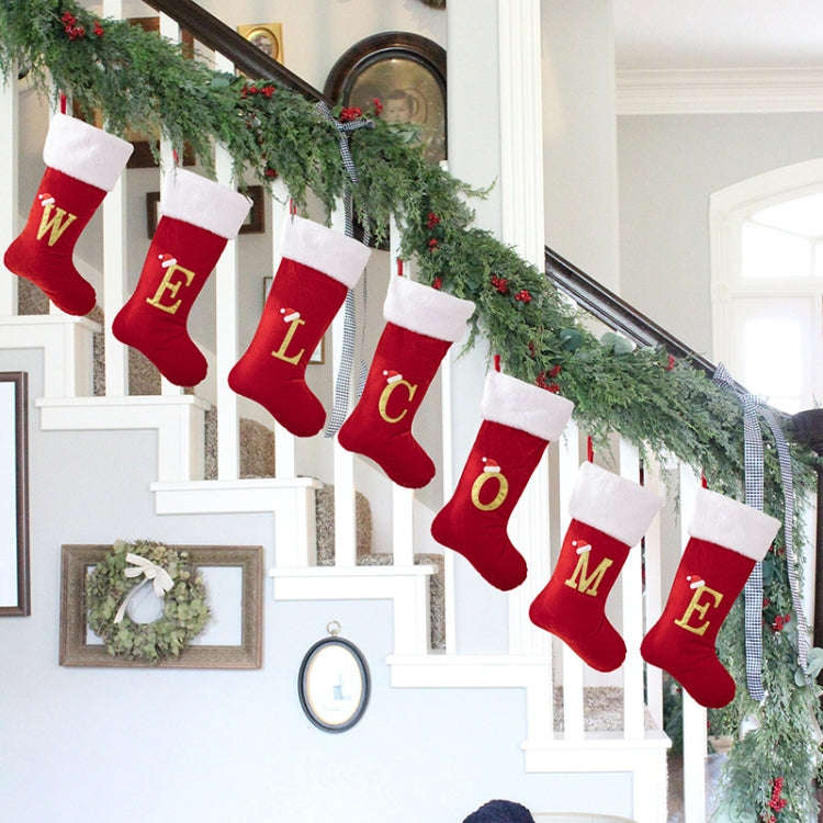 Velvet Alphabet Stock Christmas Decoration Supplies DIY Gift Stock, Style: C