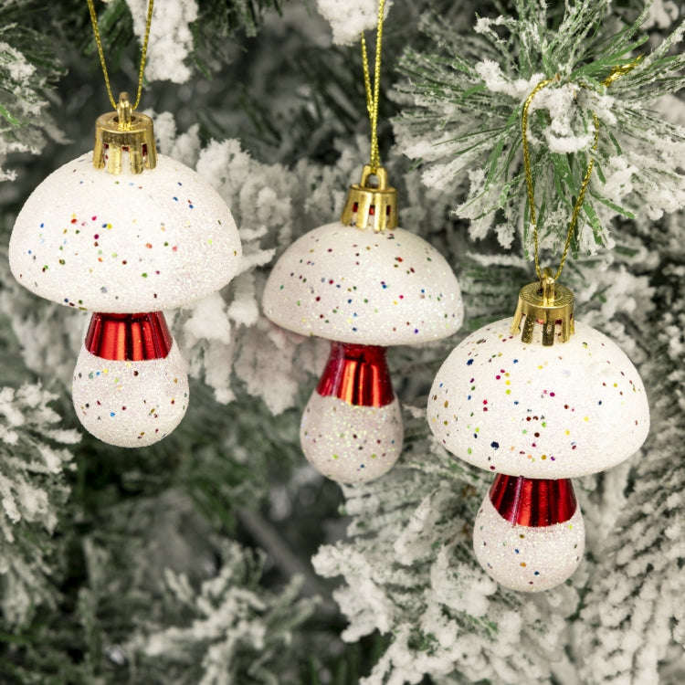 6pcs /Box 7cm Electroplated Mushroom Christmas Tree Hanging Christmas Decoration(Red)