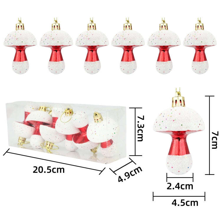 6pcs /Box 7cm Electroplated Mushroom Christmas Tree Hanging Christmas Decoration(Red)