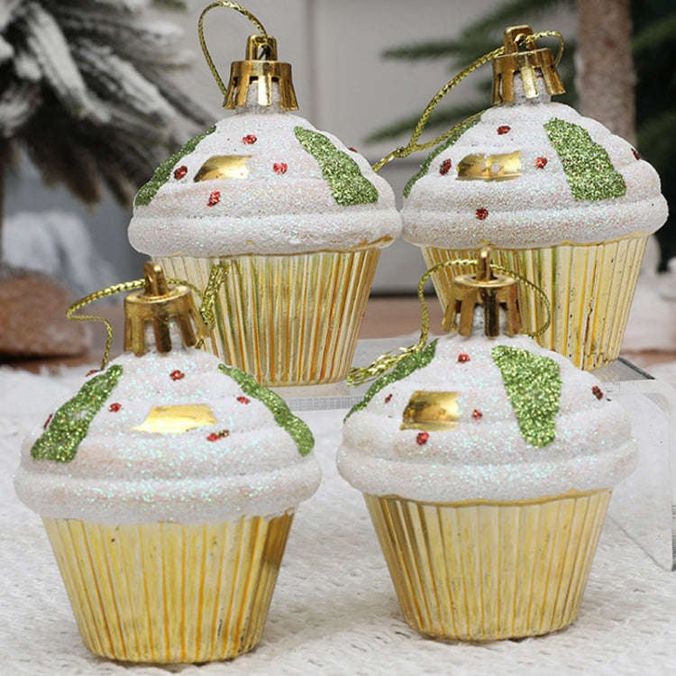 4pcs /Box Glossy Round Pastry Christmas Balls Painted Christmas Tree Hanging Decoration(Gold)
