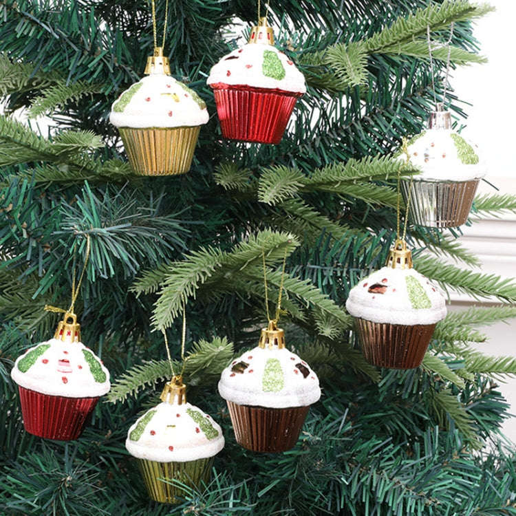 4pcs /Box Glossy Round Pastry Christmas Balls Painted Christmas Tree Hanging Decoration(Red)