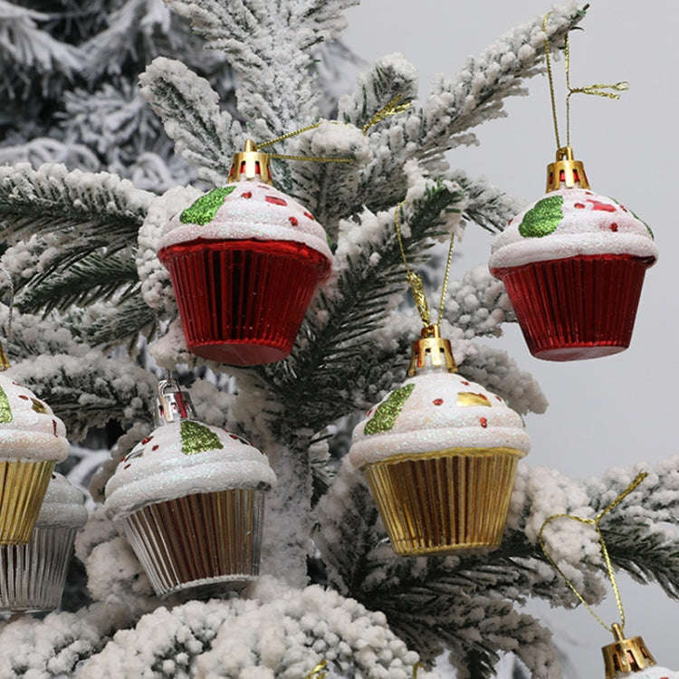 4pcs /Box Glossy Round Pastry Christmas Balls Painted Christmas Tree Hanging Decoration(Red)