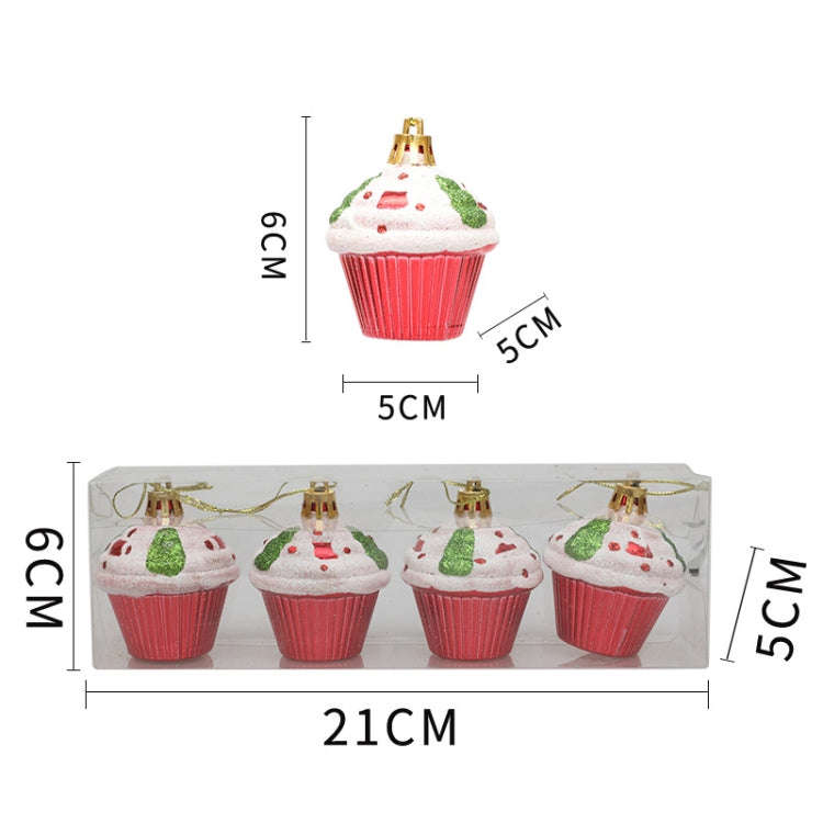 4pcs /Box Glossy Round Pastry Christmas Balls Painted Christmas Tree Hanging Decoration(Red)
