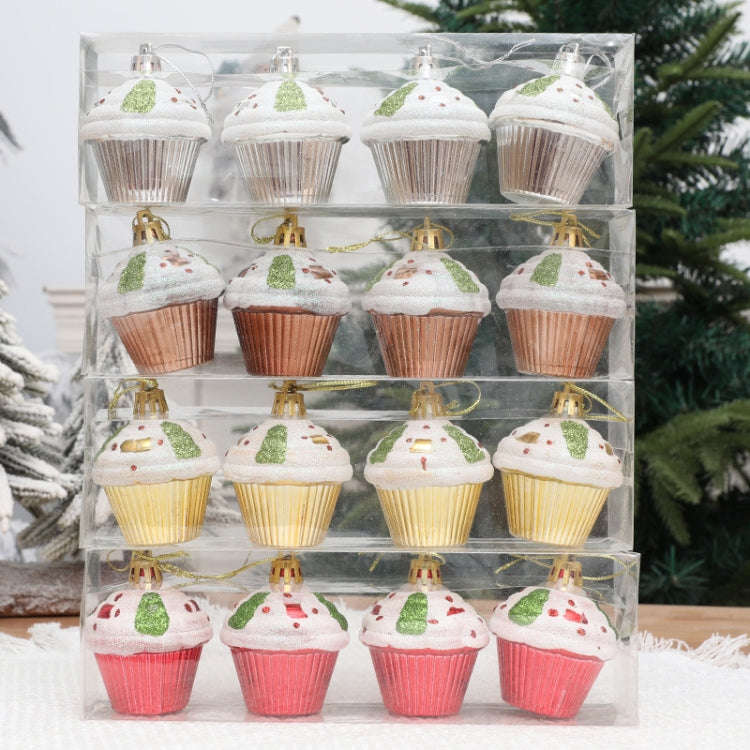 4pcs /Box Glossy Round Pastry Christmas Balls Painted Christmas Tree Hanging Decoration(Red)