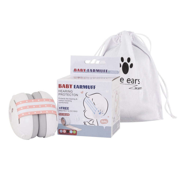 Headband Type Sleeping Soundproof Noise-proof Baby Earmuffs(White+Pink)