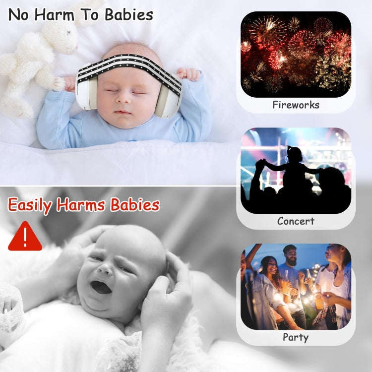 Headband Type Sleeping Soundproof Noise-proof Baby Earmuffs(White+Pink)