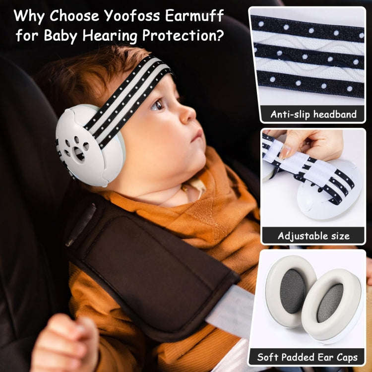 Headband Type Sleeping Soundproof Noise-proof Baby Earmuffs(White+Pink)