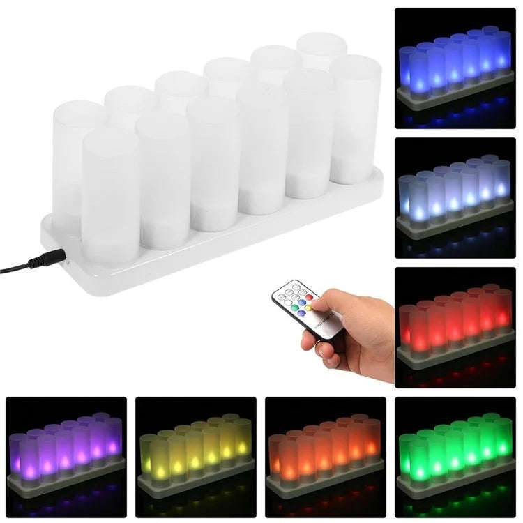 12pcs /Set Rechargeable Candle Lamp Colorful Lighting Romantic Holiday Light with Remote Control(...