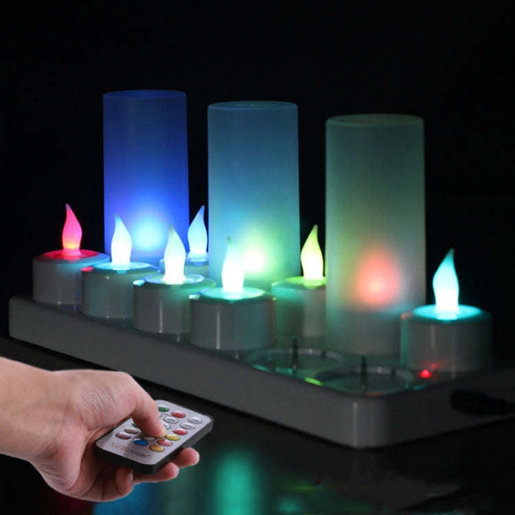 12pcs /Set Rechargeable Candle Lamp Colorful Lighting Romantic Holiday Light with Remote Control(...