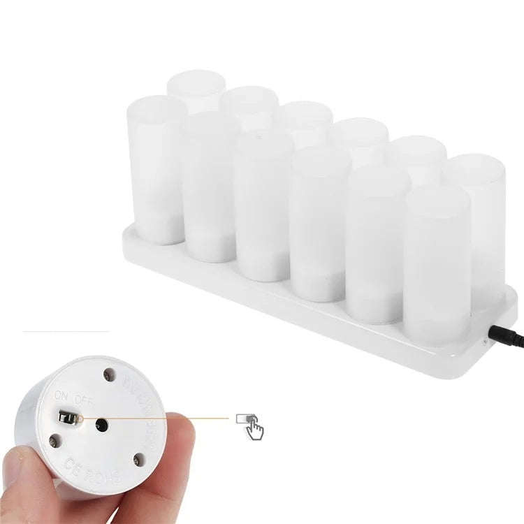 12pcs /Set Rechargeable Candle Lamp Colorful Lighting Romantic Holiday Light with Remote Control(...