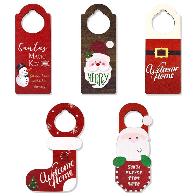 Christmas Door Handle Pendants Holiday Party Door Decoration(Santa Claus with Hat)