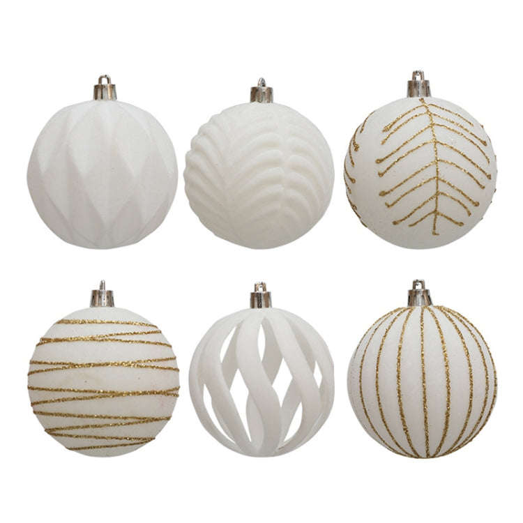 6pcs /Box 8cm Flocking Christmas Tree Hanging Balls Window Decoration Velvet Balls(White)