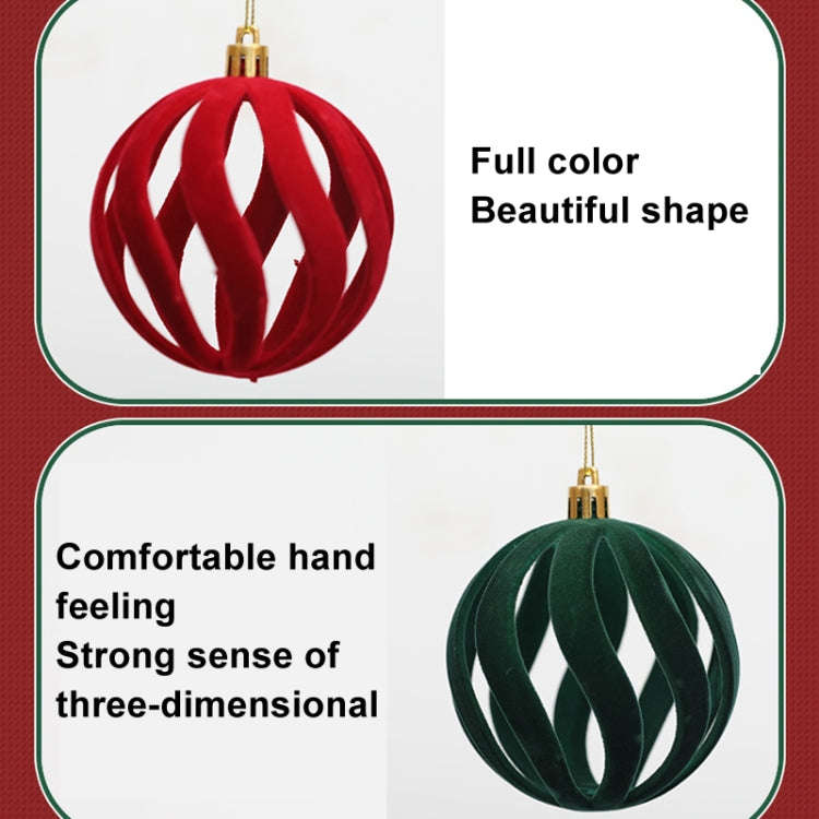 6pcs /Box 8cm Flocking Christmas Tree Hanging Balls Window Decoration Velvet Balls(White)