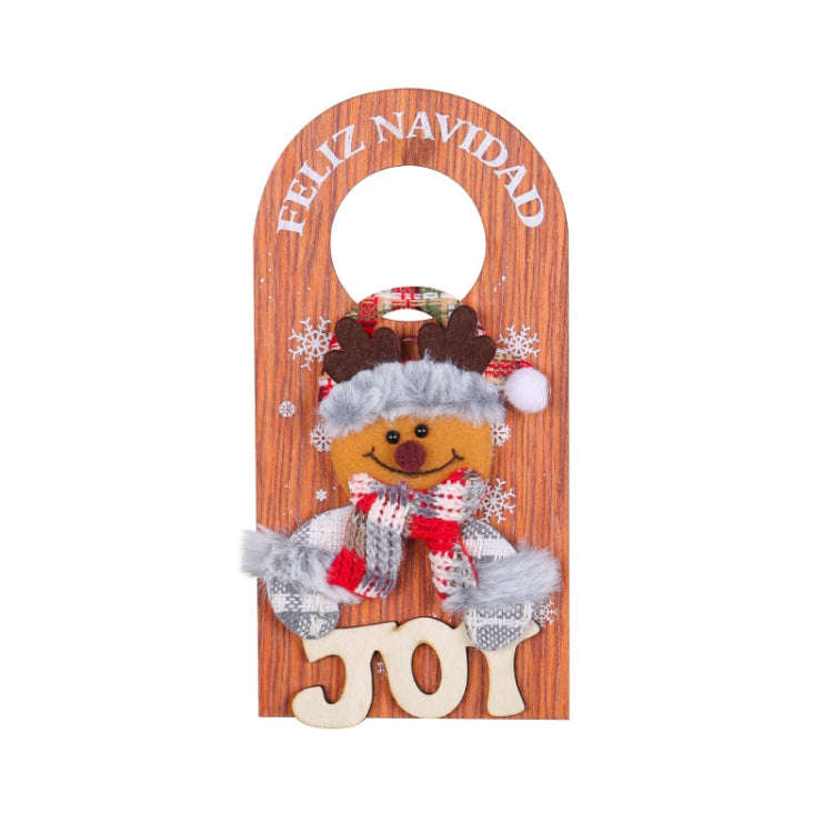 Christmas Cartoon Door Handle Wooden Plaque Hanging Decoration(W2-48 Fawn)