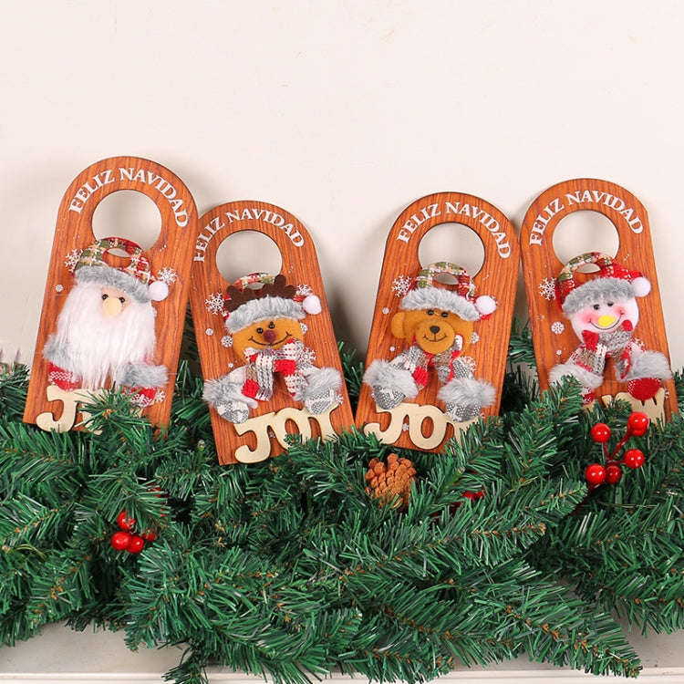 Christmas Cartoon Door Handle Wooden Plaque Hanging Decoration(W2-47 Snowman)