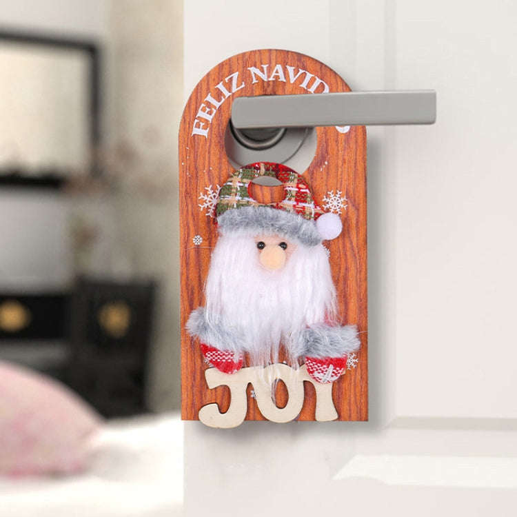 Christmas Cartoon Door Handle Wooden Plaque Hanging Decoration(W2-49 Bear)