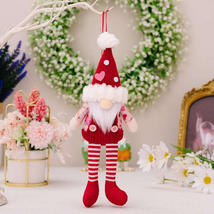 Christmas Wool Ball Knitted Hat Doll Pendant Valentine Day Decoration Knitted Rudolph Hanging Leg...