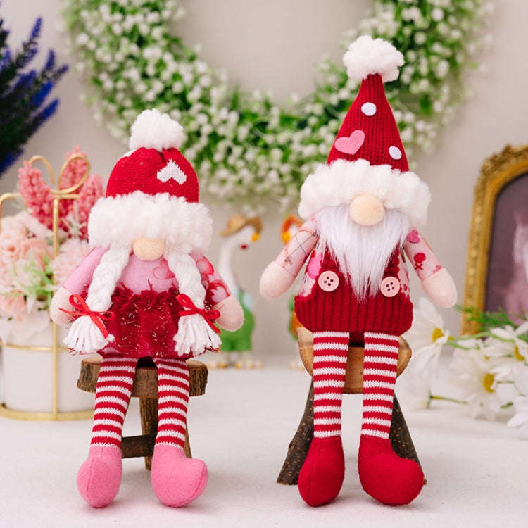 Christmas Wool Ball Knitted Hat Doll Pendant Valentine Day Decoration Knitted Rudolph Hanging Leg...