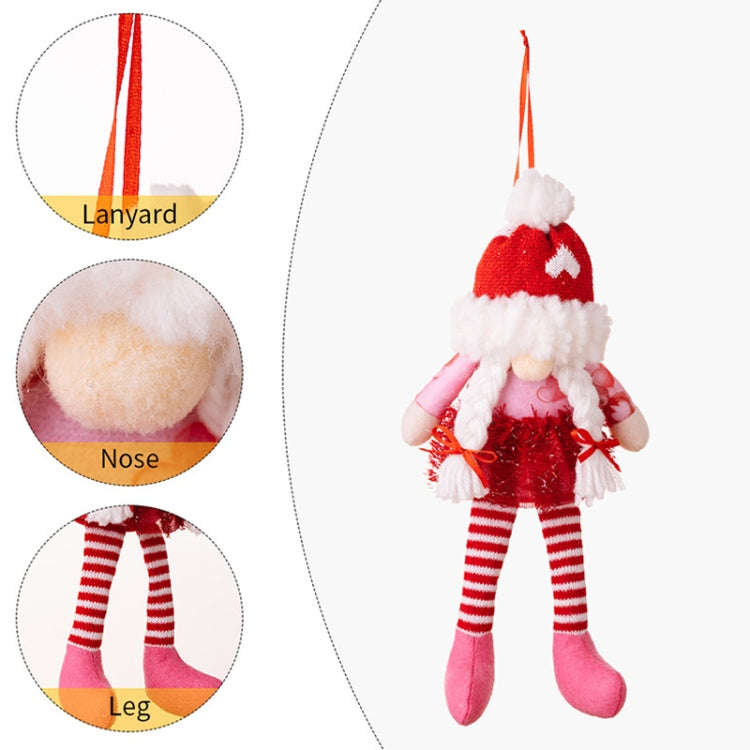 Christmas Wool Ball Knitted Hat Doll Pendant Valentine Day Decoration Knitted Rudolph Hanging Leg...