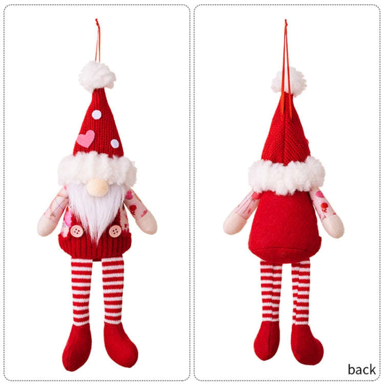 Christmas Wool Ball Knitted Hat Doll Pendant Valentine Day Decoration Knitted Rudolph Hanging Leg...
