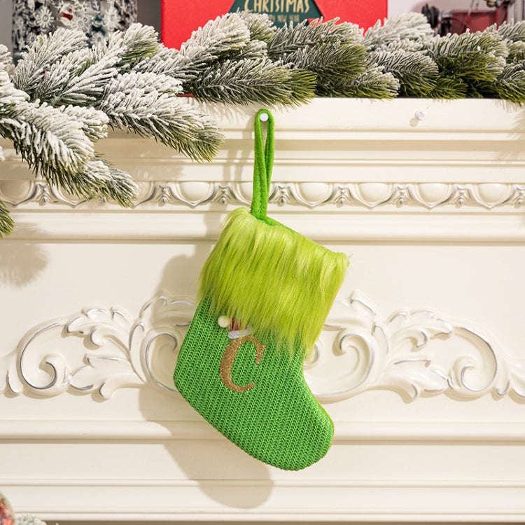 Knitted Letter Christmas Sock DIY Home Hangings, Style: C