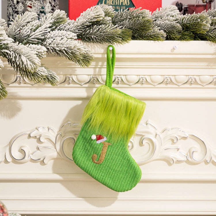Knitted Letter Christmas Sock DIY Home Hangings, Style: J