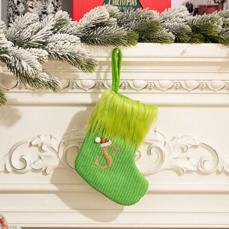 Knitted Letter Christmas Sock DIY Home Hangings, Style: S