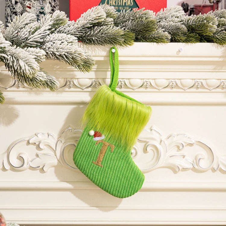 Knitted Letter Christmas Sock DIY Home Hangings, Style: T