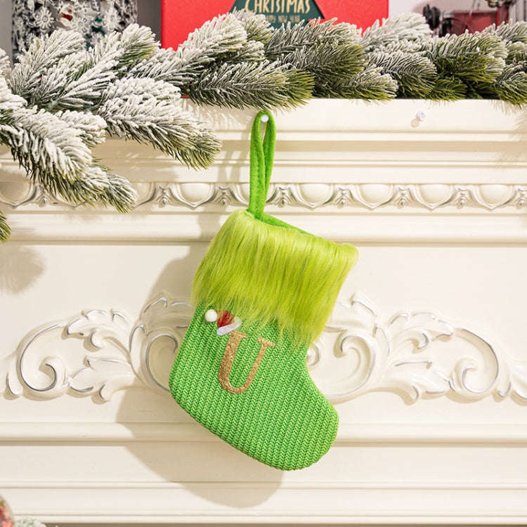 Knitted Letter Christmas Sock DIY Home Hangings, Style: U