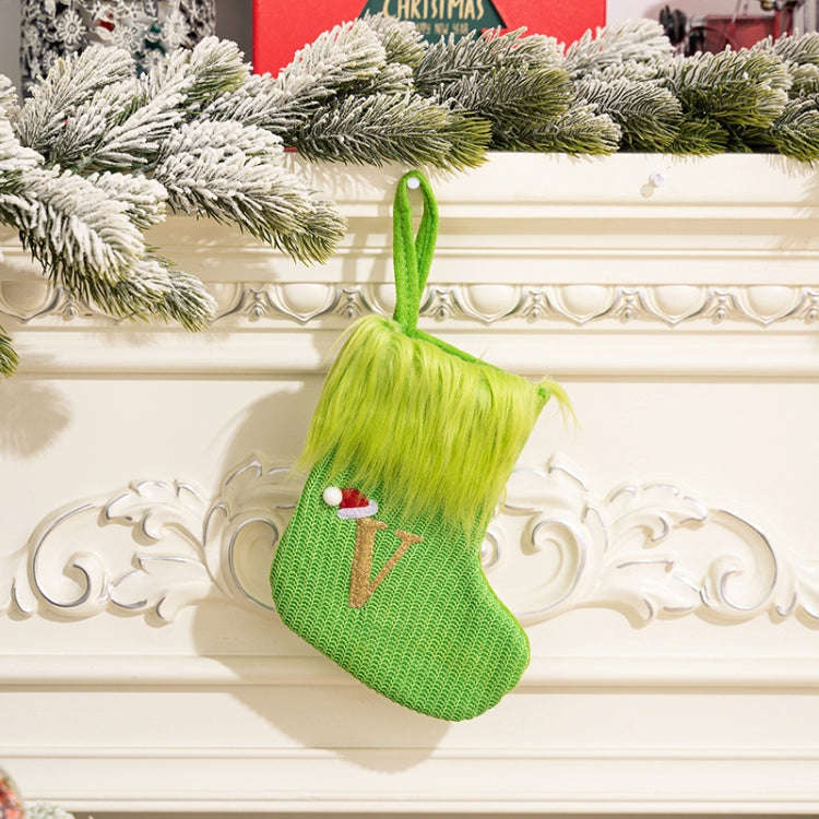 Knitted Letter Christmas Sock DIY Home Hangings, Style: V
