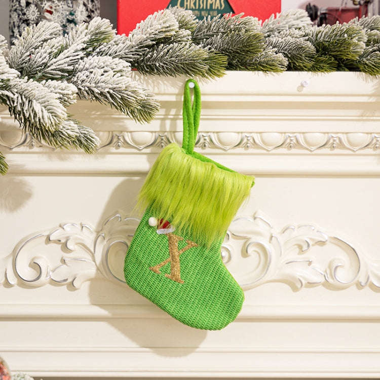 Knitted Letter Christmas Sock DIY Home Hangings, Style: X